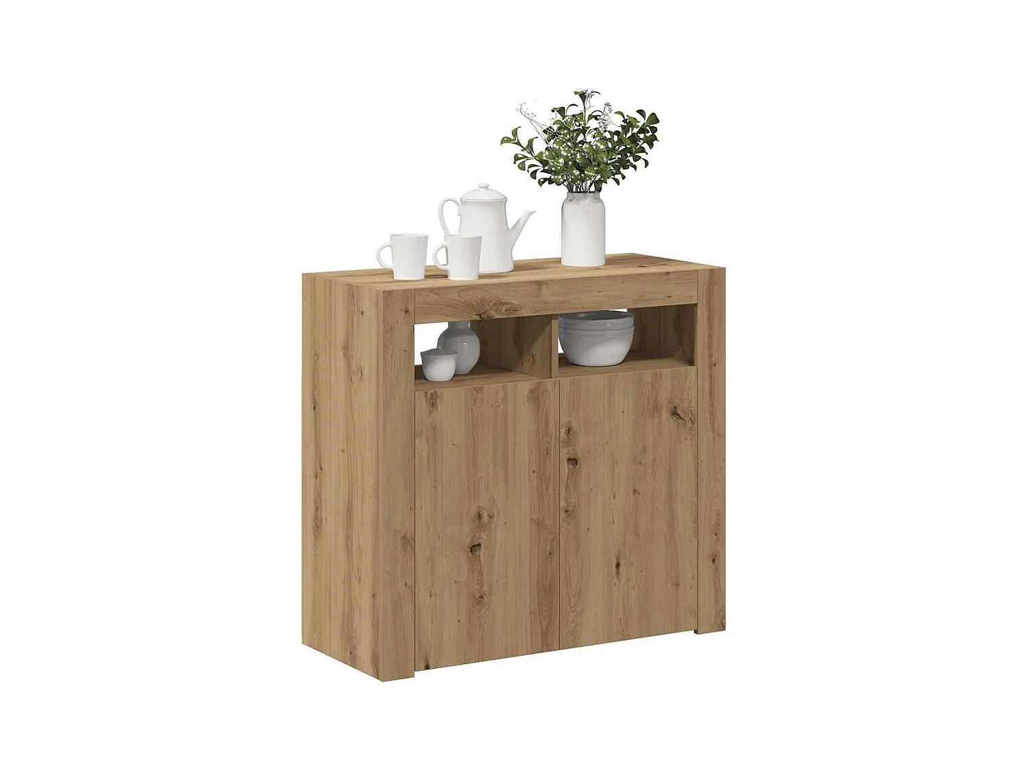 Buffet | Bahut | Meuble de rangement avec lumières LED chêne artisanal bois d'ingénierie