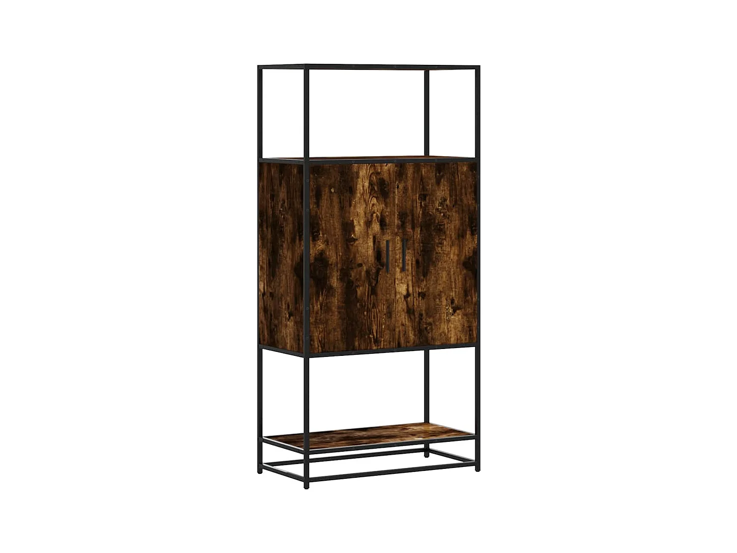 Buffet | Bahut | Meuble de rangement haut chêne fumé 68x35x139 cm bois d'ingénierie métal