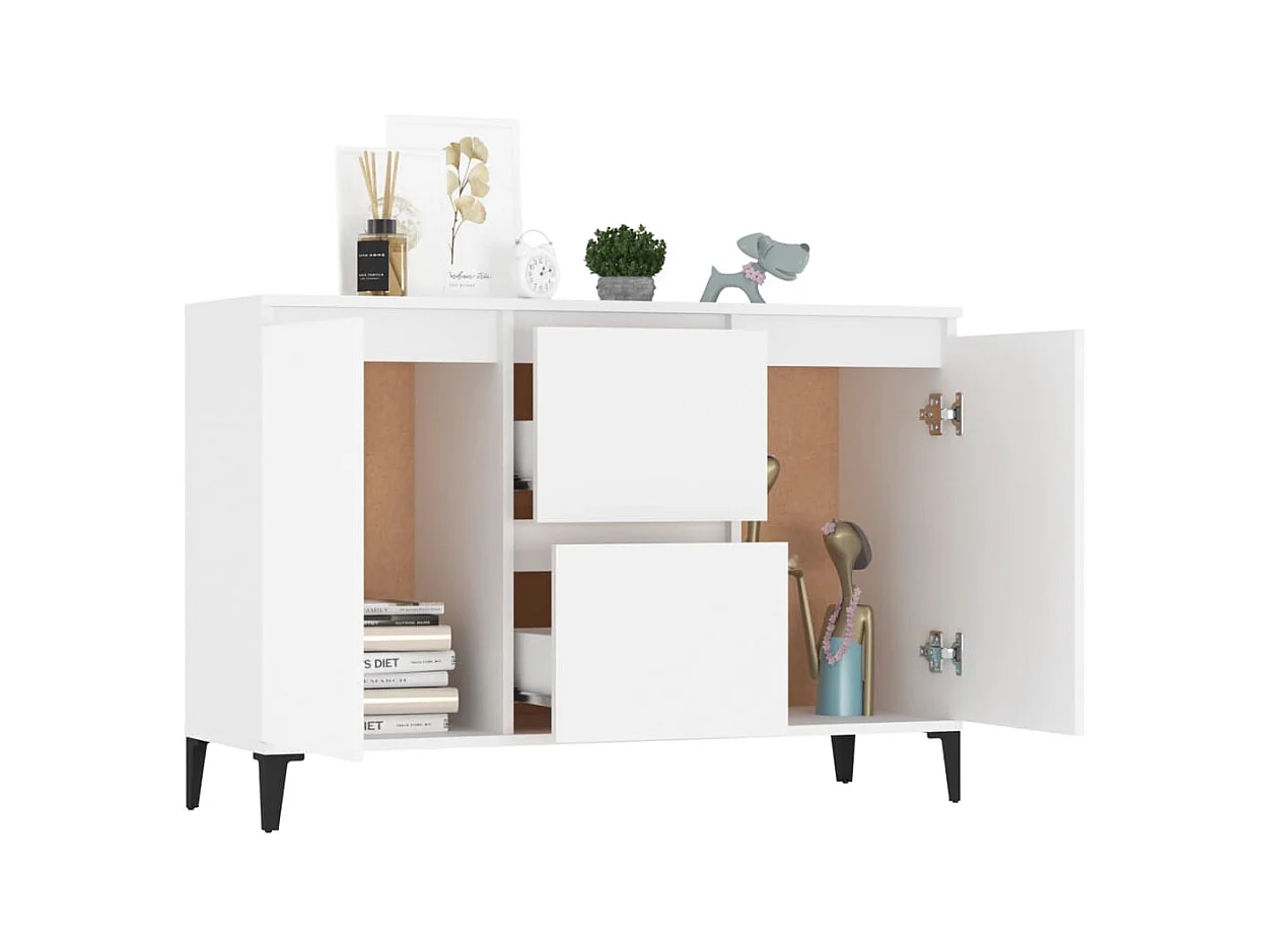 Credenza | Buffet | Armadio Bianca 104x35x70 cm in Legno Multistrato