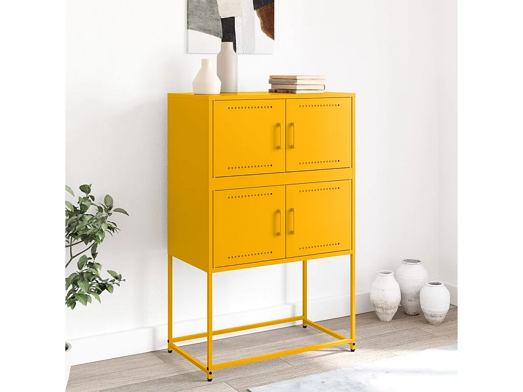 Credenza | Buffet | Armadio Giallo Senape 68,5x38,5x107 cm in Acciaio