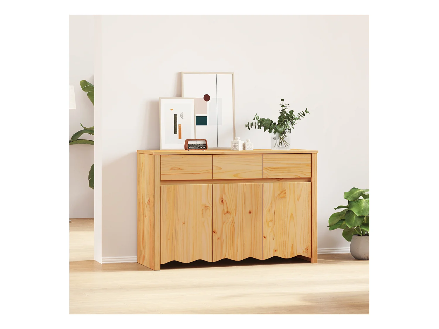 Buffet | Bahut | Meuble de rangement "DRAMMEN" 114x43x75,5 cm en bois massif de pin