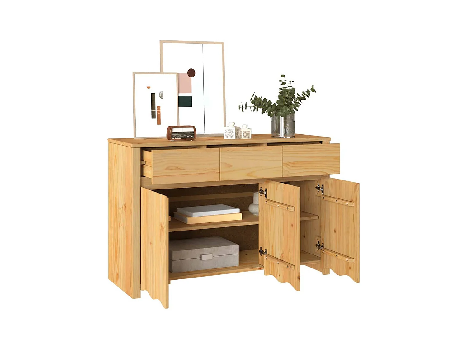Buffet | Bahut | Meuble de rangement "DRAMMEN" 114x43x75,5 cm en bois massif de pin