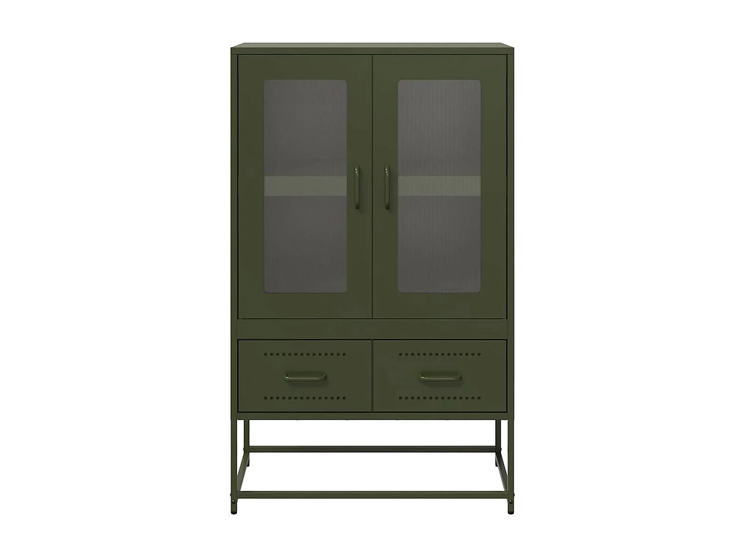Buffet | Commode à tiroir | Meuble de rangement haut vert olive 68x39 x111,5 cm acier
