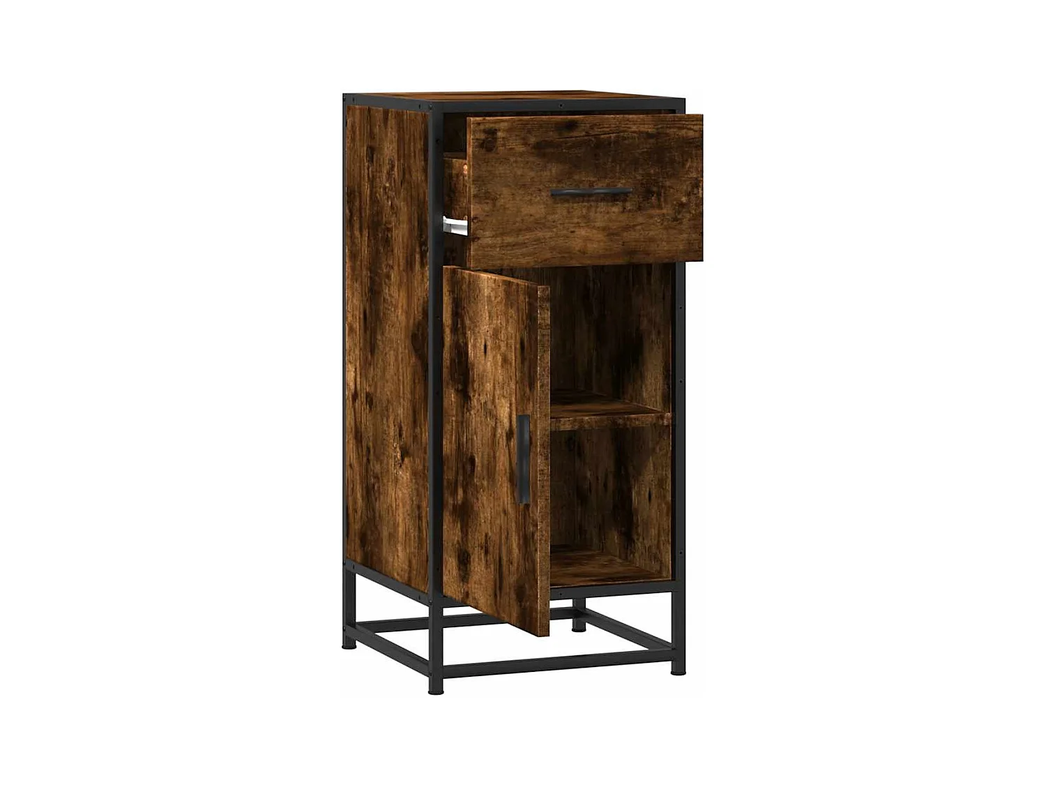 Buffet | Bahut | Meuble de rangement chêne fumé 35,5x35x76 cm bois d'ingénierie et métal