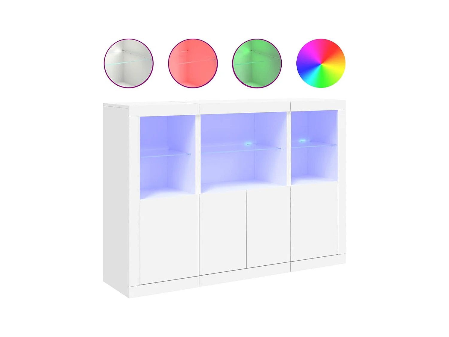 Buffets | Bahuts | Meuble de rangement avec lumières LED 3 pcs blanc bois d'ingénierie