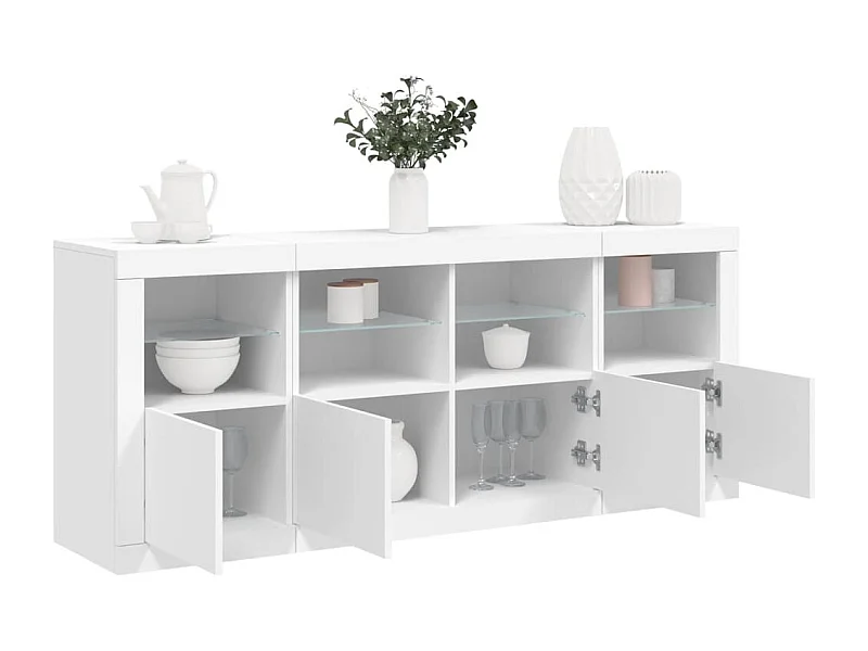 Buffet | Bahut | Meuble de rangement avec lumières LED blanc 163x37x67 cm