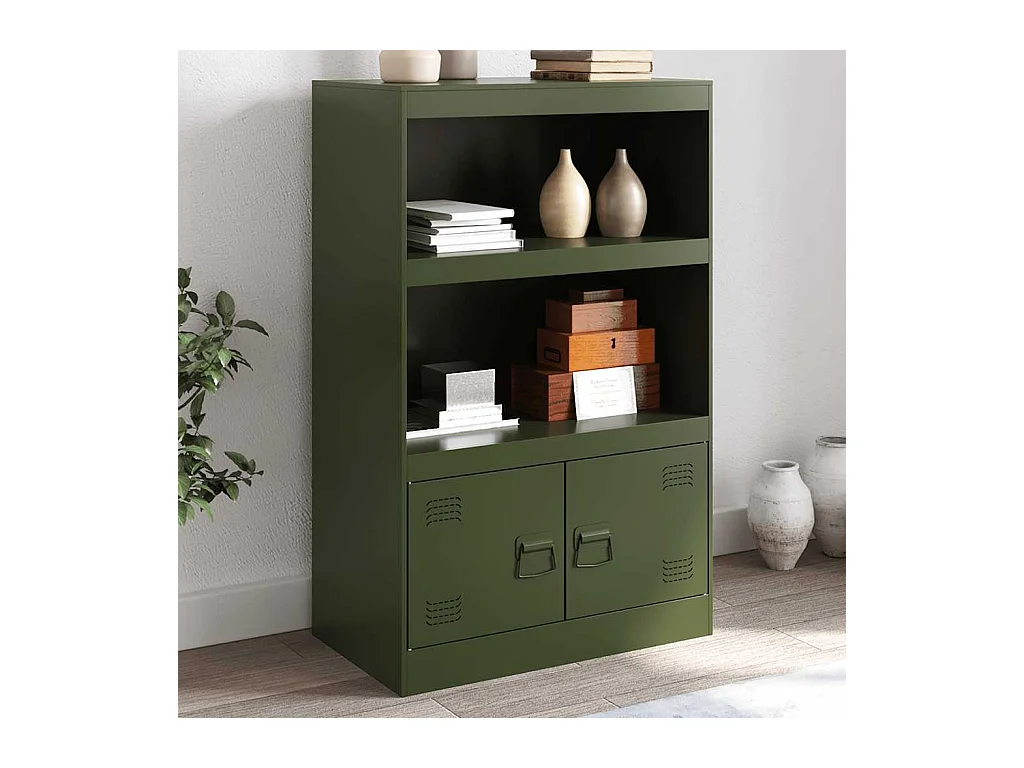 Buffet | Bahut | Meuble de rangement vert olive 67x39x107 cm acier