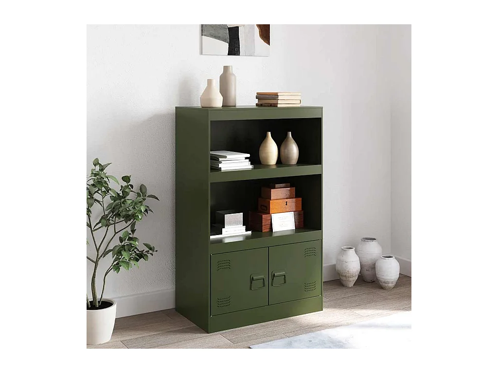 Buffet | Bahut | Meuble de rangement vert olive 67x39x107 cm acier