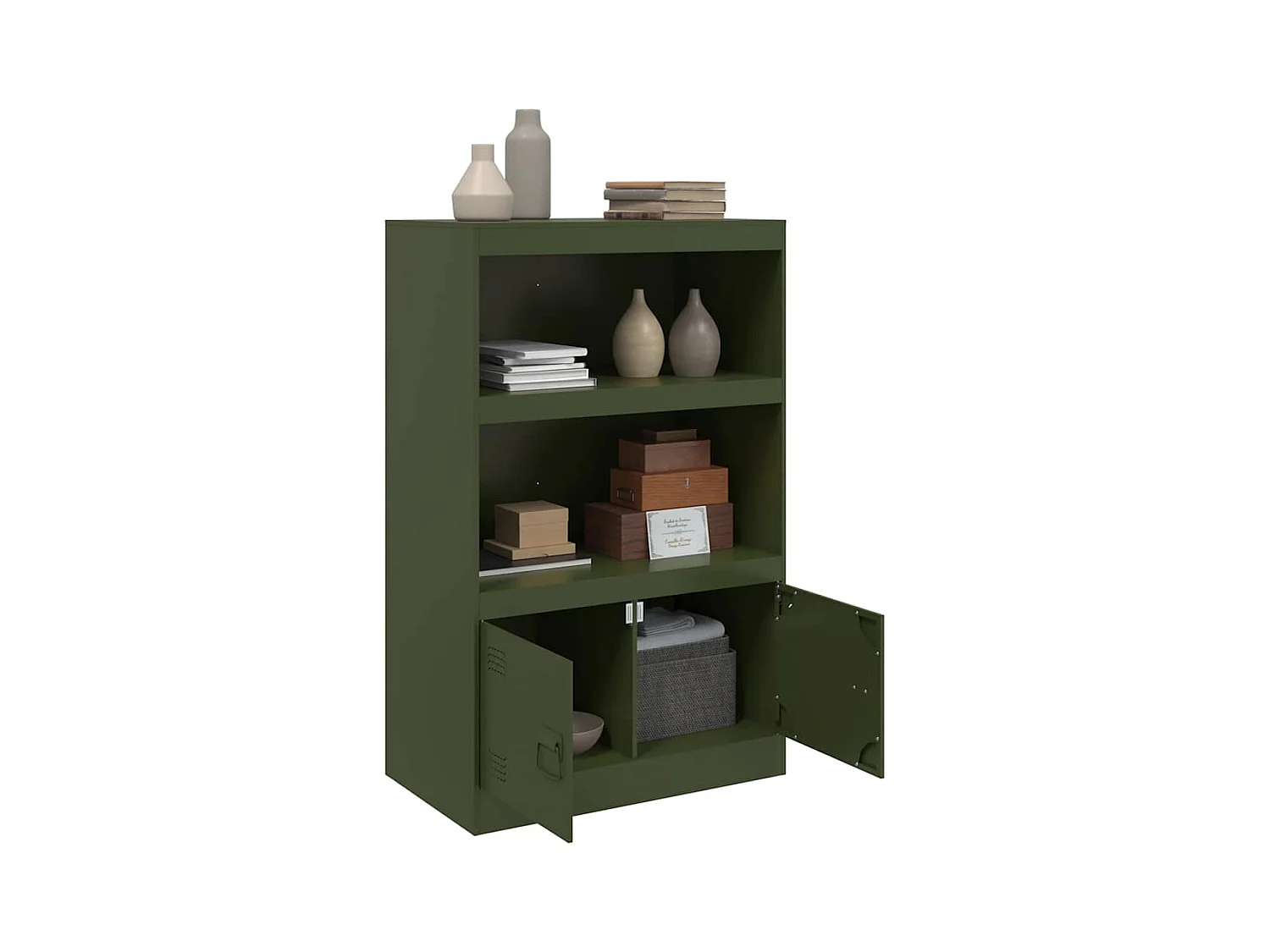 Buffet | Bahut | Meuble de rangement vert olive 67x39x107 cm acier