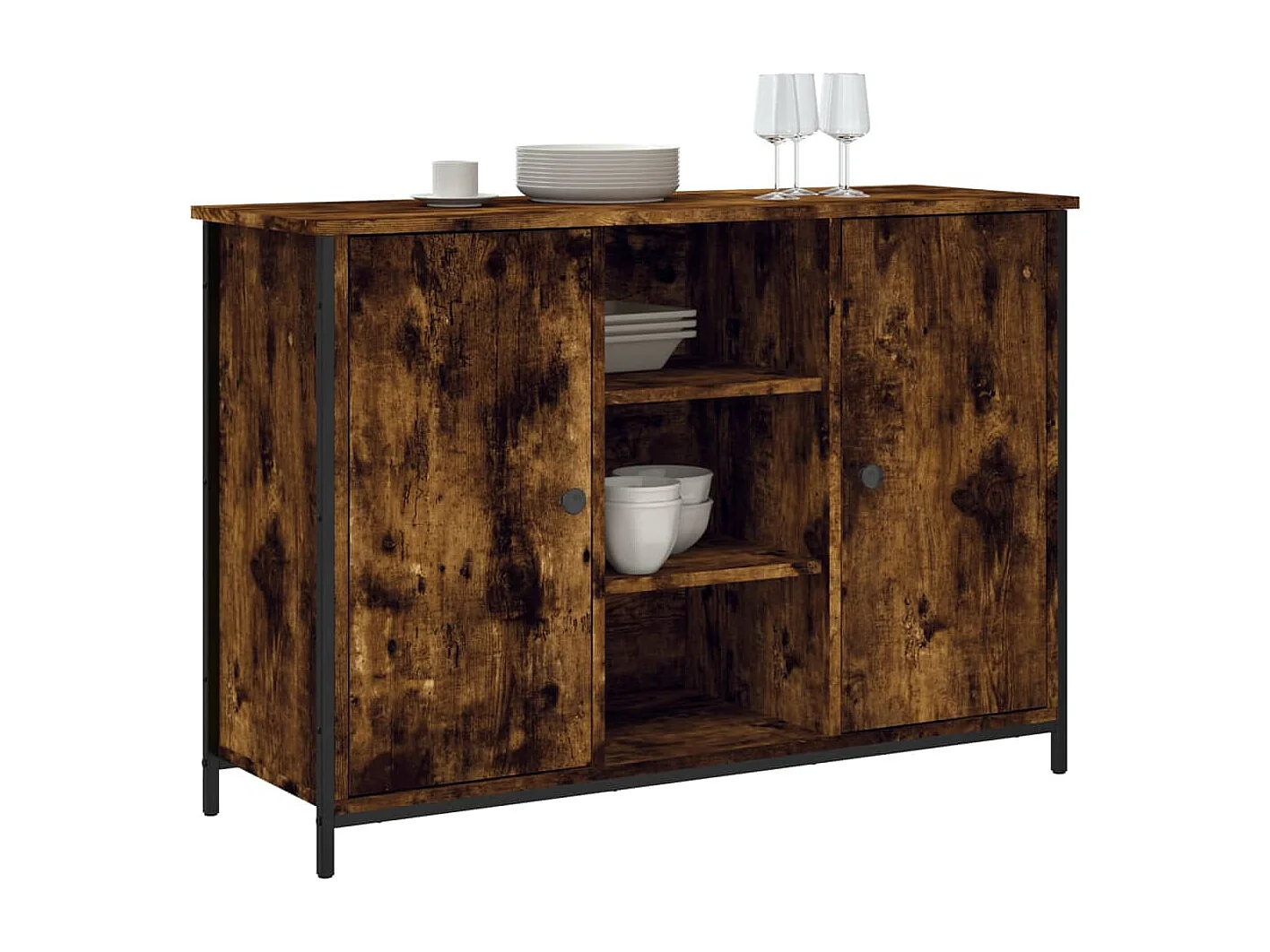 Buffet | Bahut | Meuble de rangement chêne fumé 100x35x70 cm bois d'ingénierie