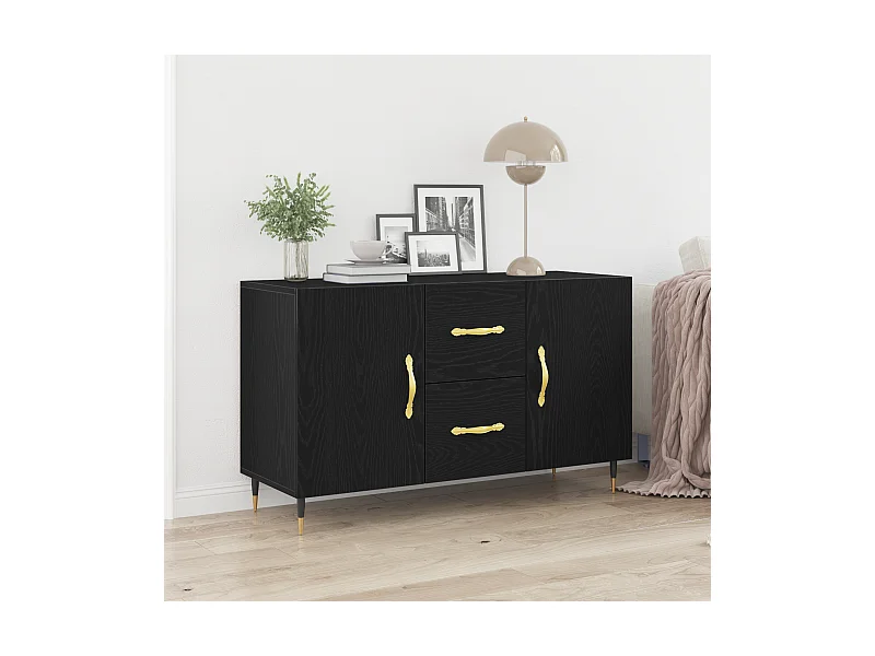 Sideboard | Credenza | Armadio Nero Rovere 100x36x60 cm Legno ingegnerizzato