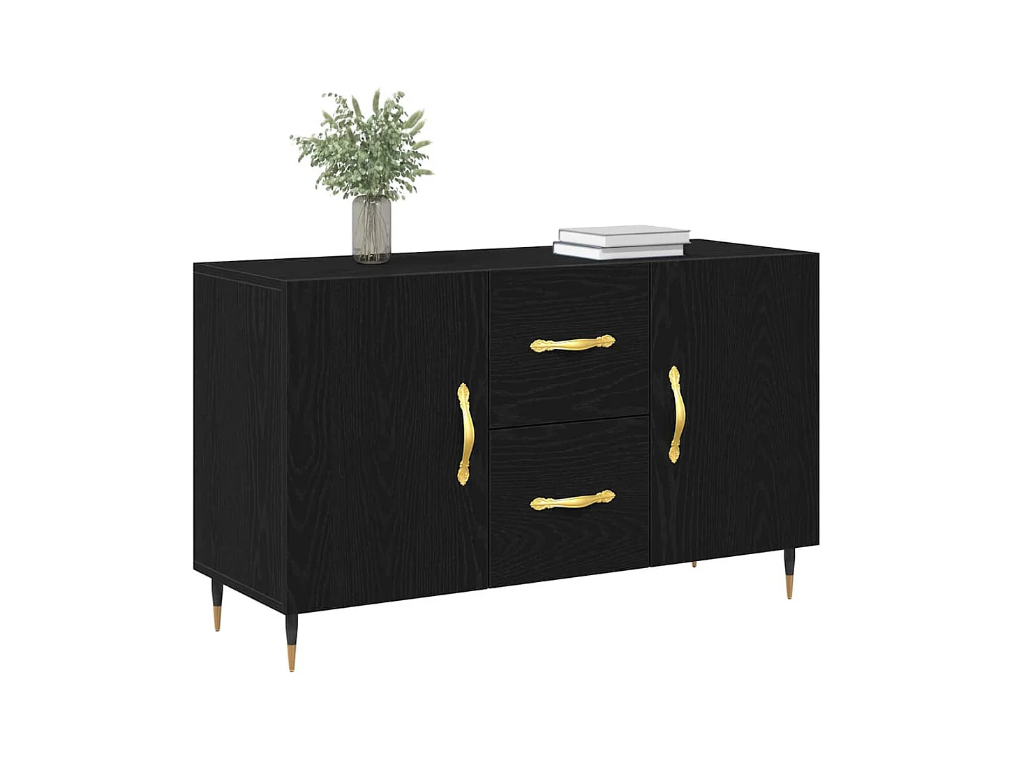 Sideboard | Credenza | Armadio Nero Rovere 100x36x60 cm Legno ingegnerizzato