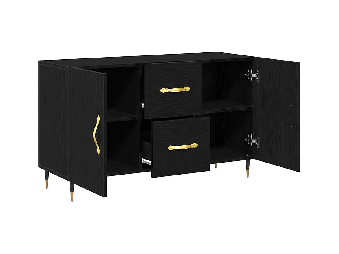 Sideboard | Credenza | Armadio Nero Rovere 100x36x60 cm Legno ingegnerizzato