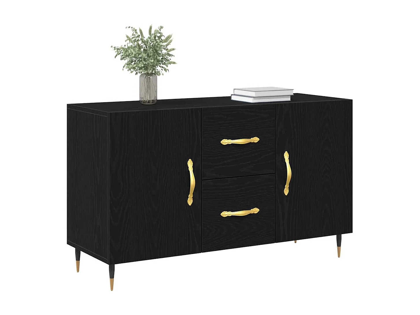 Sideboard | Credenza | Armadio Nero Rovere 100x36x60 cm Legno ingegnerizzato