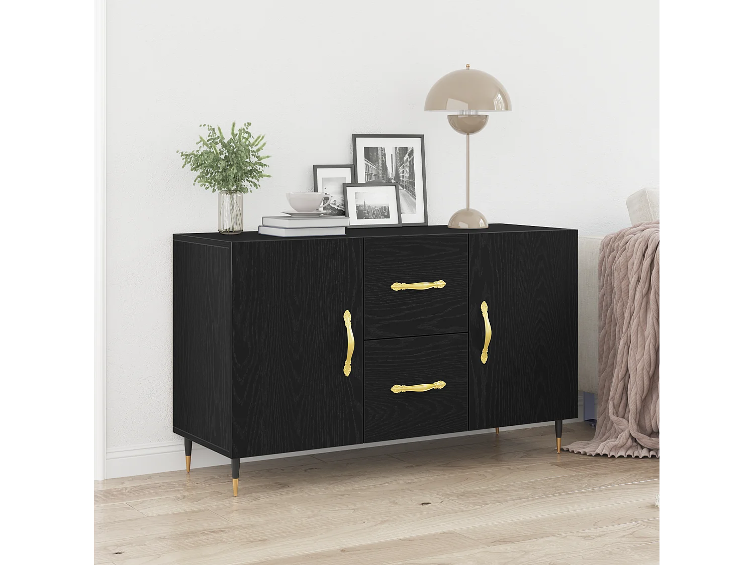 Buffet | Bahut | Meuble de rangement Chêne Noir 100x36x60 cm Bois d'ingénierie