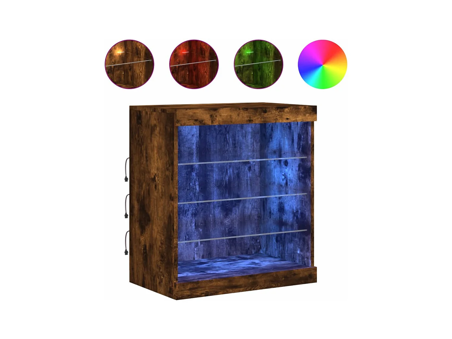 Credenza | Buffet | Armadio con Luci LED Rovere Fumo 60,5x37x67 cm