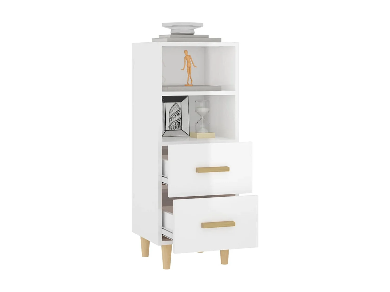 Buffet | Bahut | Meuble de rangement Blanc brillant 34,5x34x90 cm Bois d'ingénierie