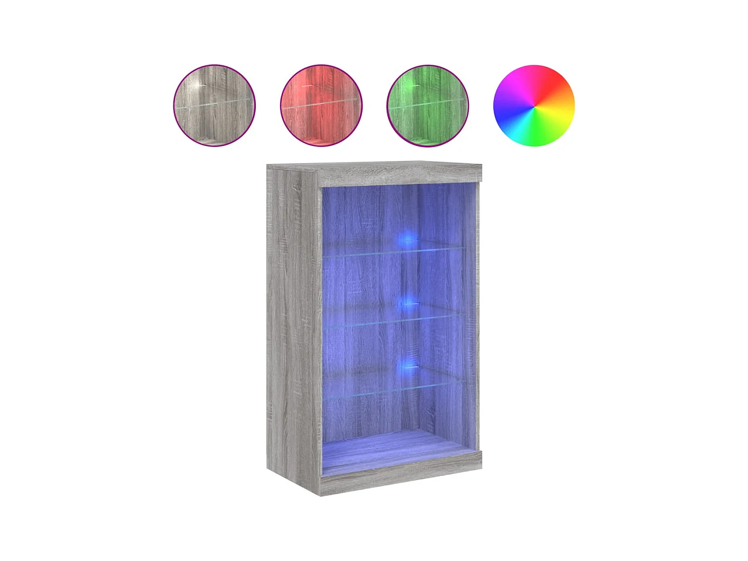 Buffet | Bahut | Meuble de rangement avec lumières LED sonoma gris 60,5x37x100 cm