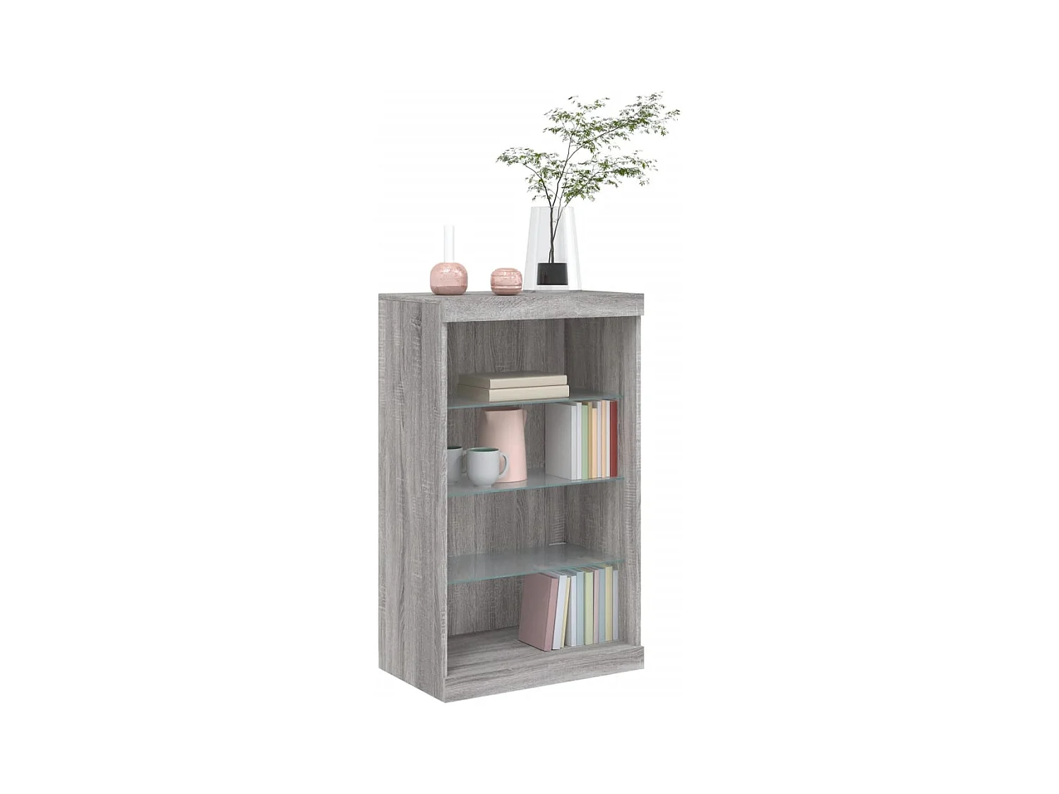 Buffet | Bahut | Meuble de rangement avec lumières LED sonoma gris 60,5x37x100 cm