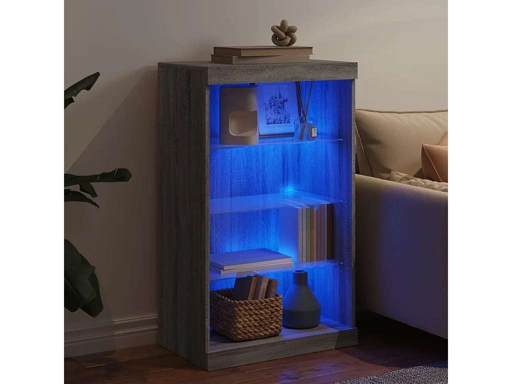 Buffet | Bahut | Meuble de rangement avec lumières LED sonoma gris 60,5x37x100 cm