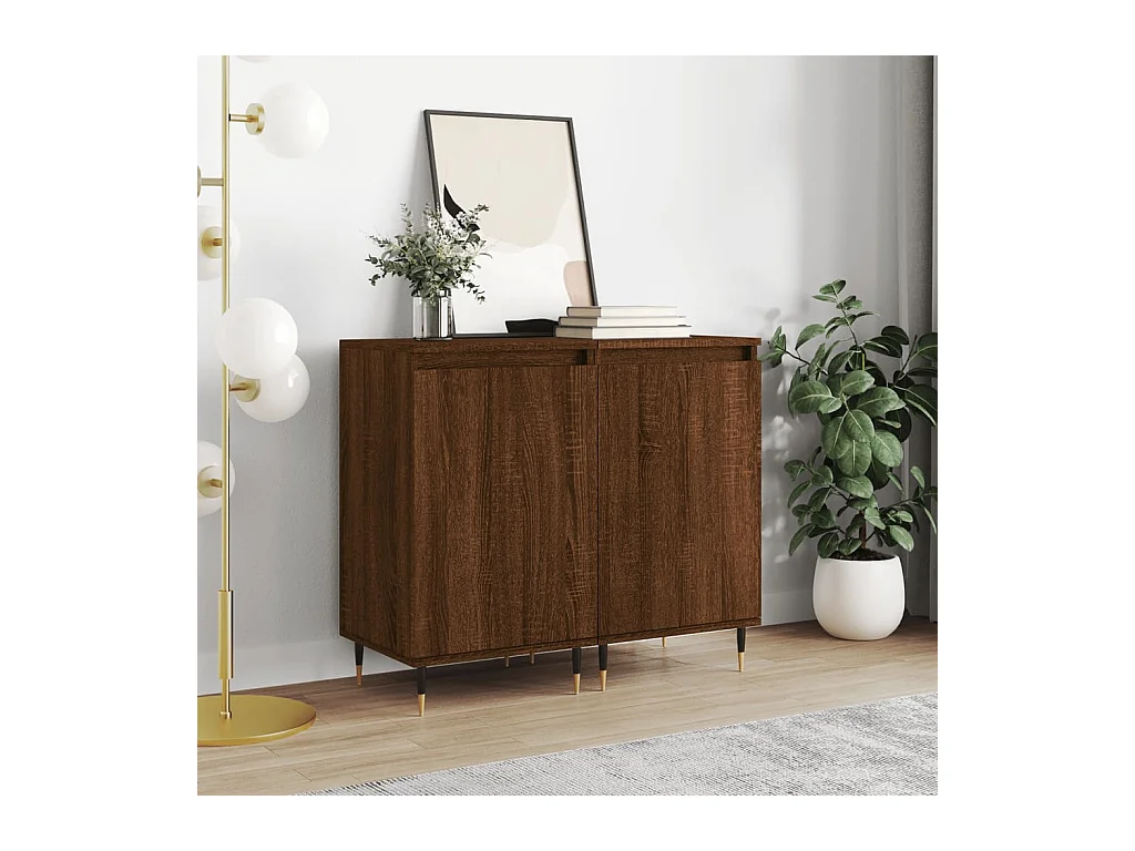 Buffets | Bahuts | Meuble de rangement 2 pcs chêne marron 40x35x70 cm bois d'ingénierie