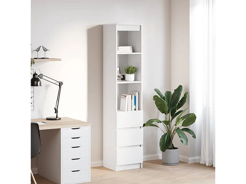 Buffet | Commode à tiroir | Meuble de rangement haut blanc 37,5x35x180 cm bois d'ingénierie