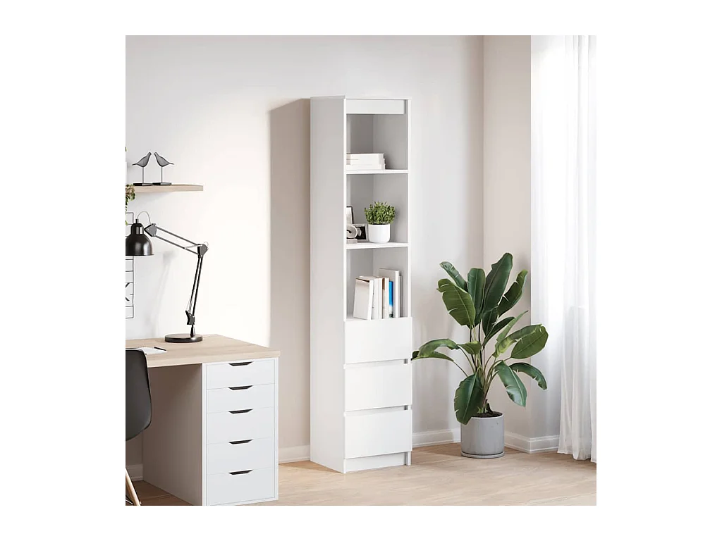 Buffet | Commode à tiroir | Meuble de rangement haut blanc 37,5x35x180 cm bois d'ingénierie