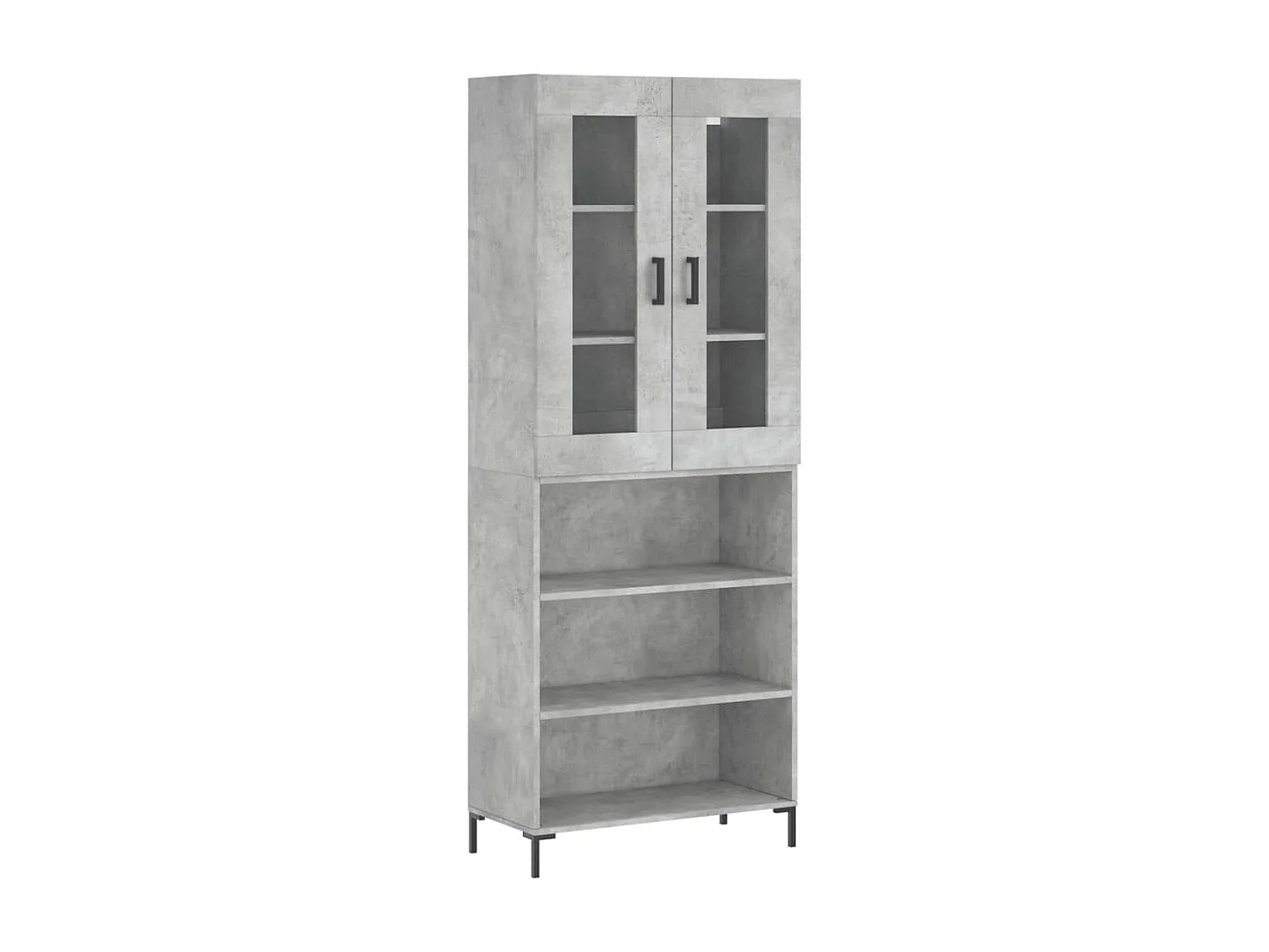 Buffet | Bahut | Meuble de rangement haut Gris béton 69,5x34x180 cm Bois d'ingénierie