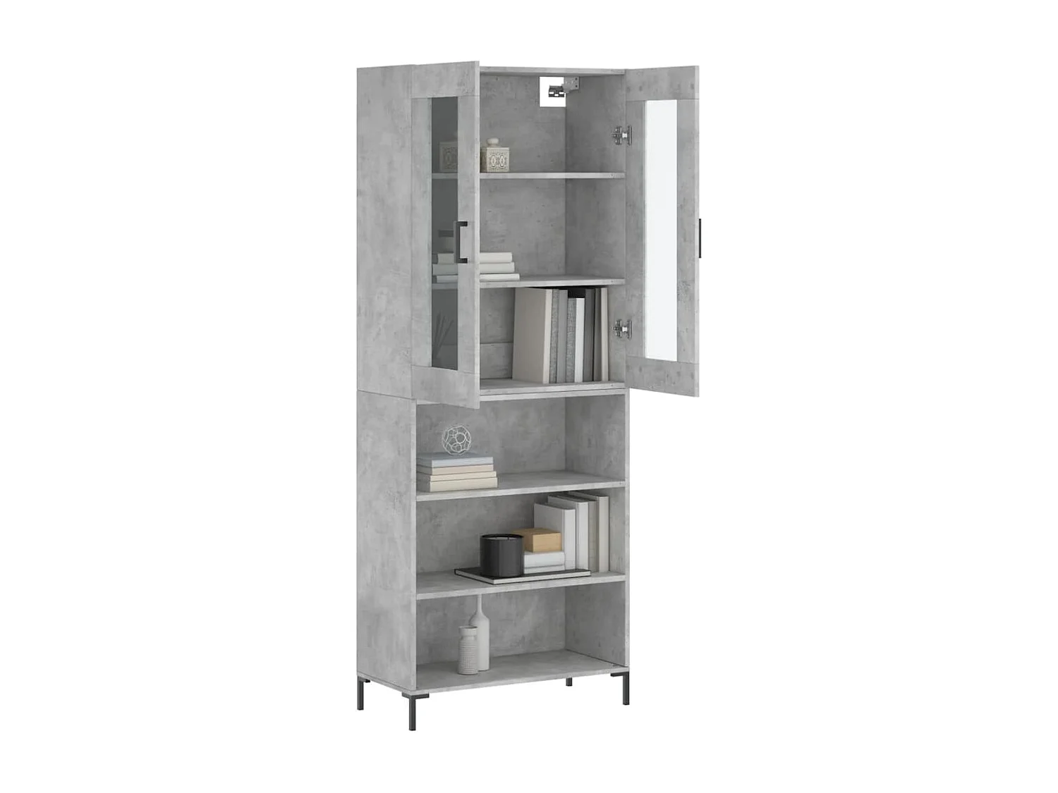 Buffet | Bahut | Meuble de rangement haut Gris béton 69,5x34x180 cm Bois d'ingénierie