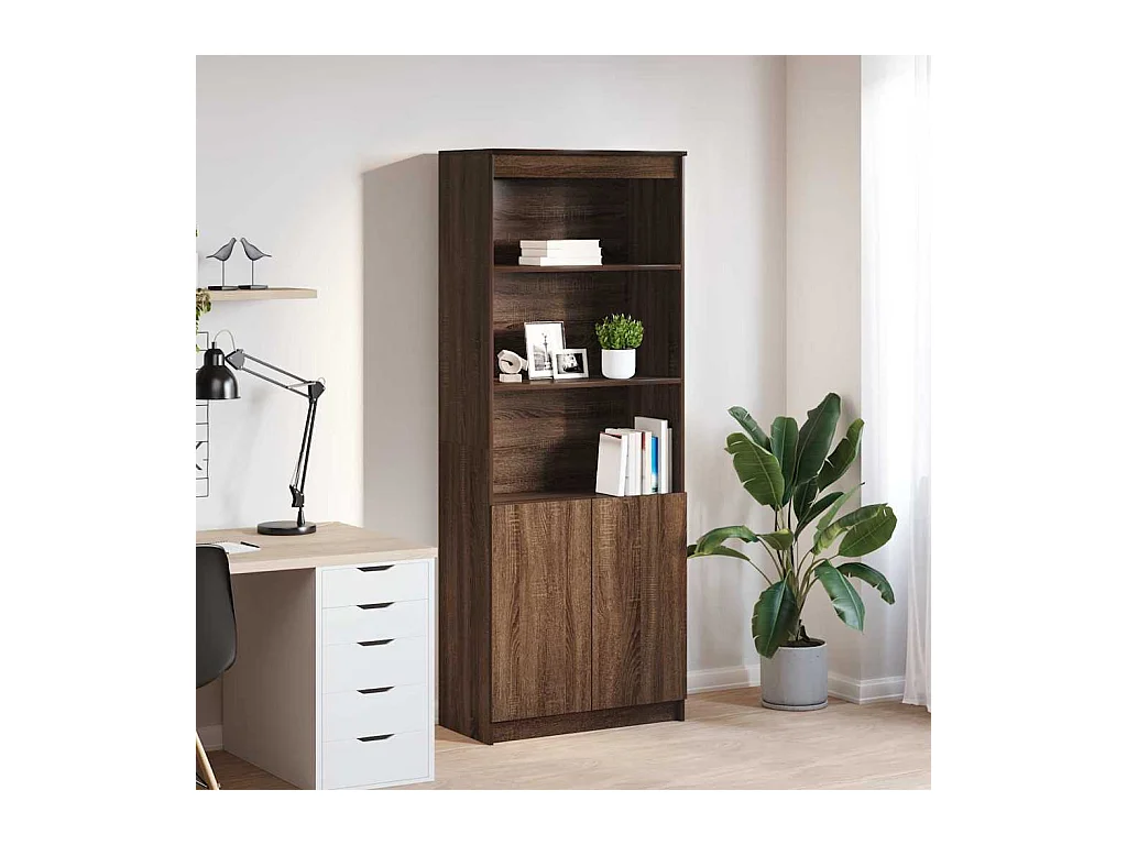 Credenza | Buffet | Armadio Rovere Marrone 70x35x180 cm in Legno Multistrato