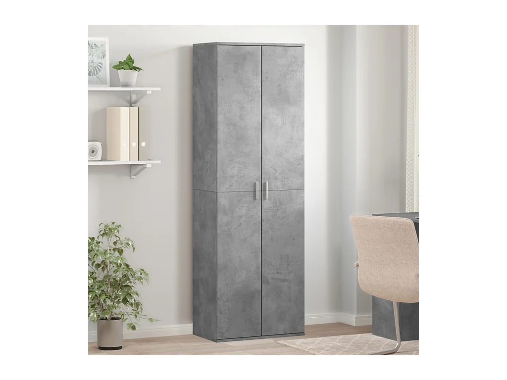 Buffet | Bahut | Meuble de rangement haut gris béton 60x35x180 cm bois d'ingénierie