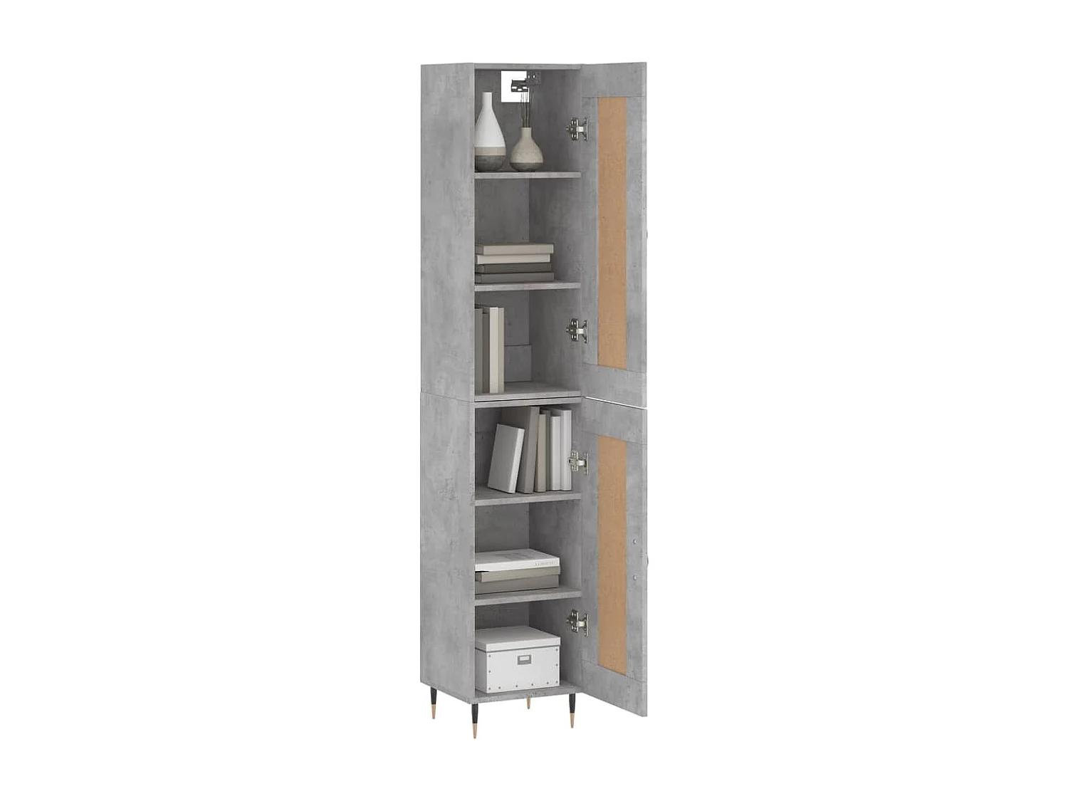 Credenza | Buffet | Armadio Grigio Cemento 34,5x34x180 cm in Legno Multistrato