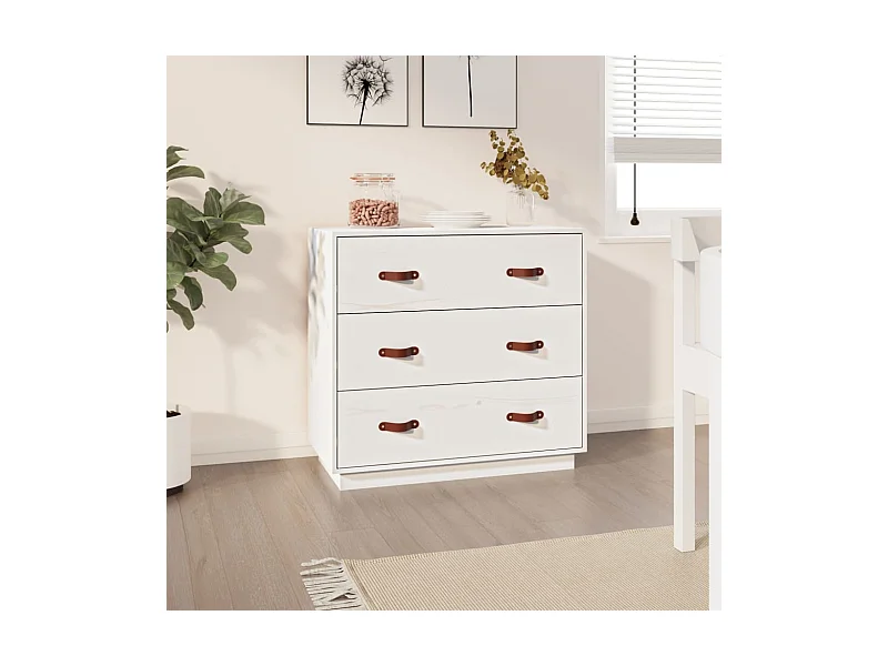 Buffet | Bahut | Meuble de rangement Blanc 80x40x75 cm Bois massif de pin
