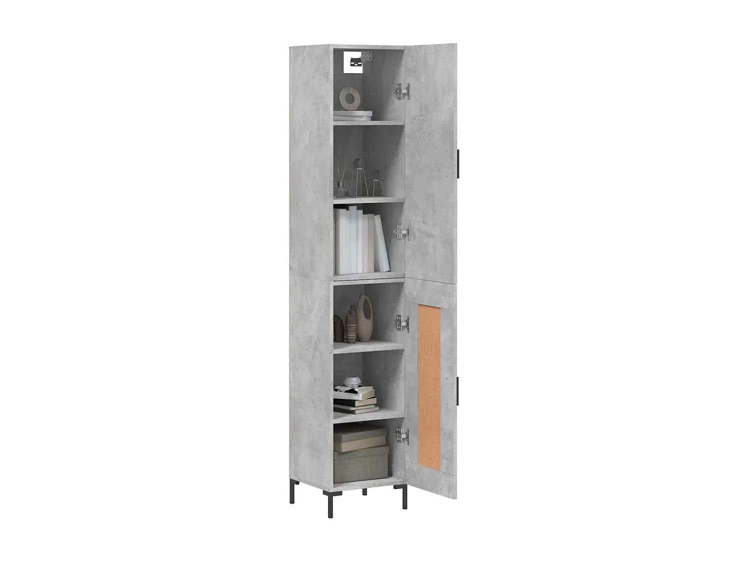 Buffet | Bahut | Meuble de rangement haut Gris béton 34,5x34x180 cm Bois d'ingénierie