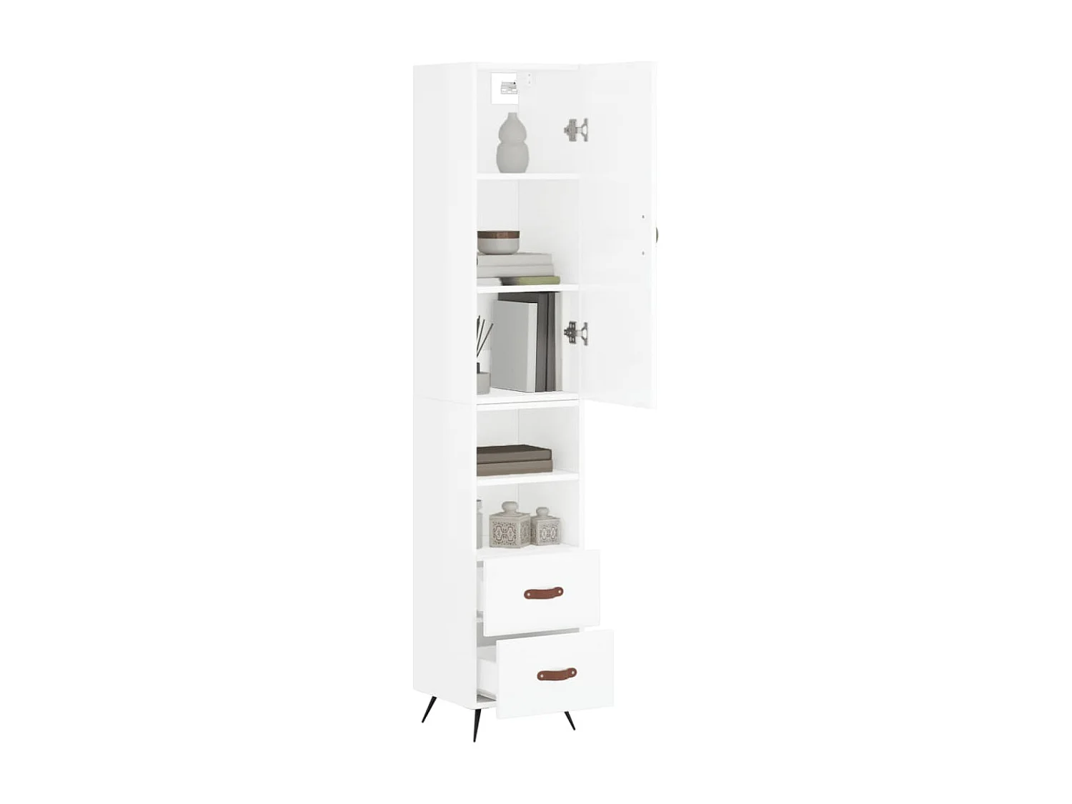 Buffet | Bahut | Meuble de rangement haut Blanc brillant 34,5x34x180 cm Bois d'ingénierie