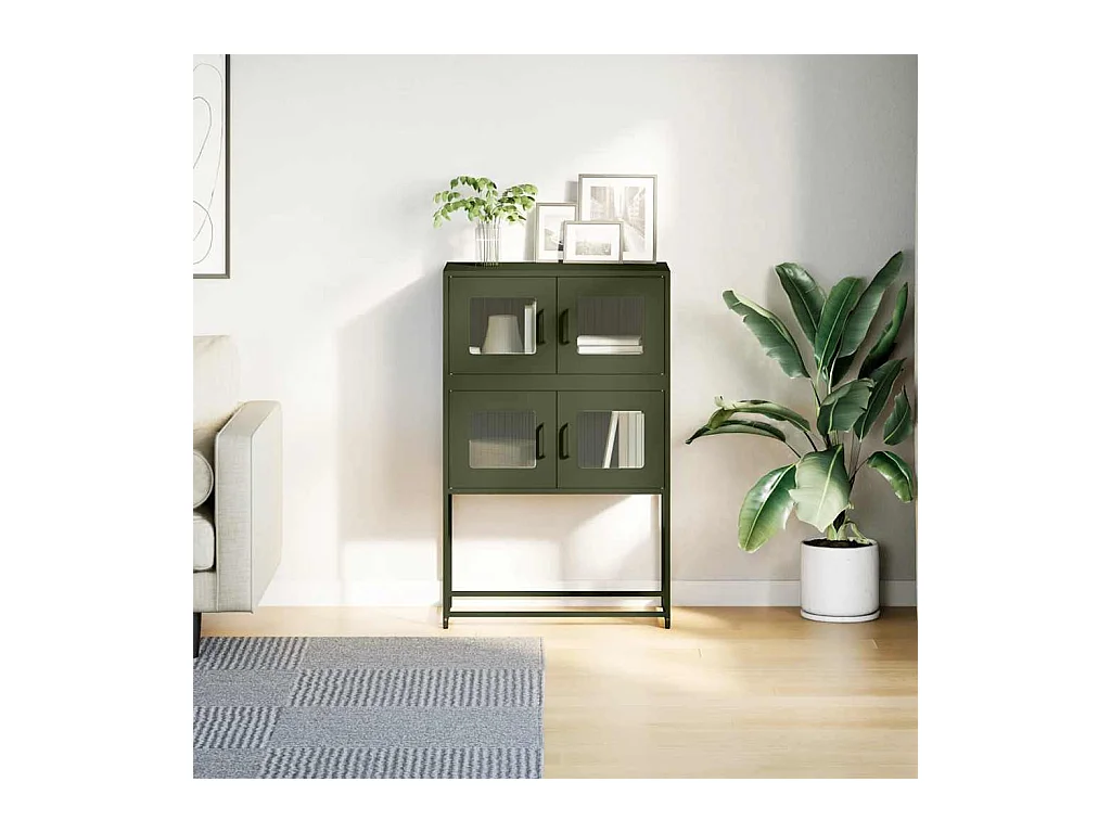 Buffet | Bahut | Meuble de rangement haut vert olive 68x39x107 cm acier