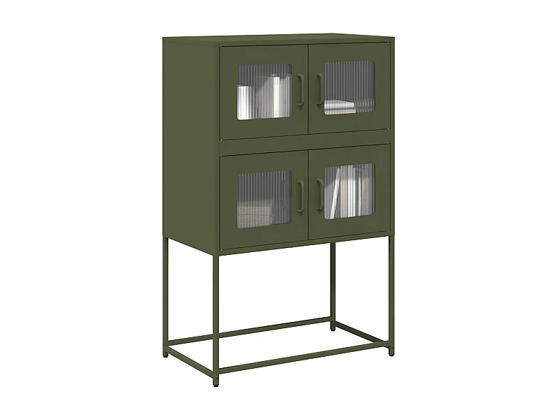 Buffet | Bahut | Meuble de rangement haut vert olive 68x39x107 cm acier