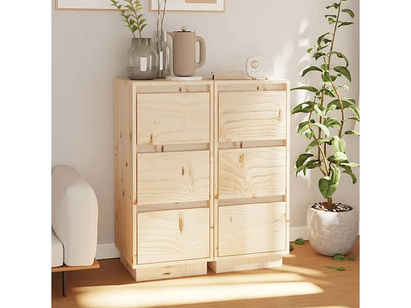 Buffets | Bahuts | Meuble de rangement 2 pcs 32x34x75 cm Bois massif de pin