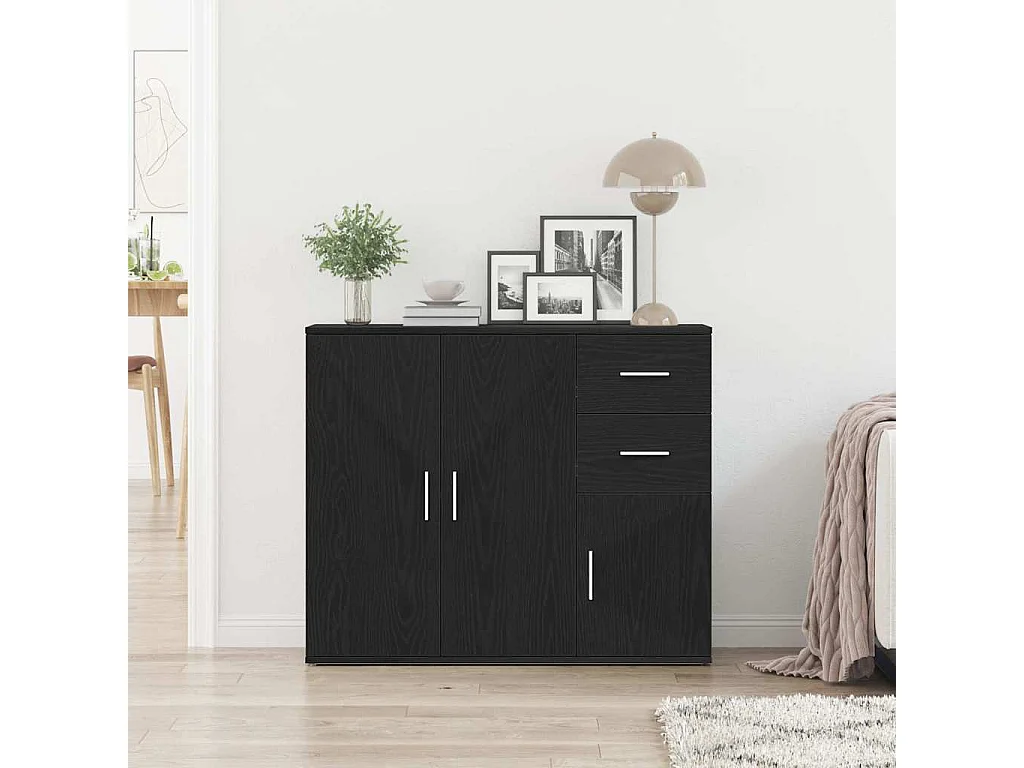 Buffet | Bahut | Meuble de rangement chêne noir 91x29,5x75 cm bois d'ingénierie