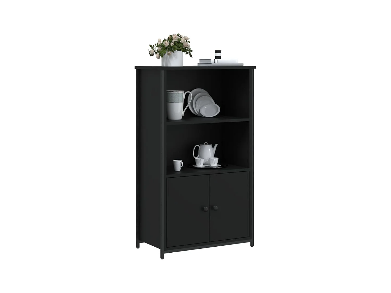 Buffet | Bahut | Meuble de rangement haut noir 62x32x103,5 cm bois d'ingénierie