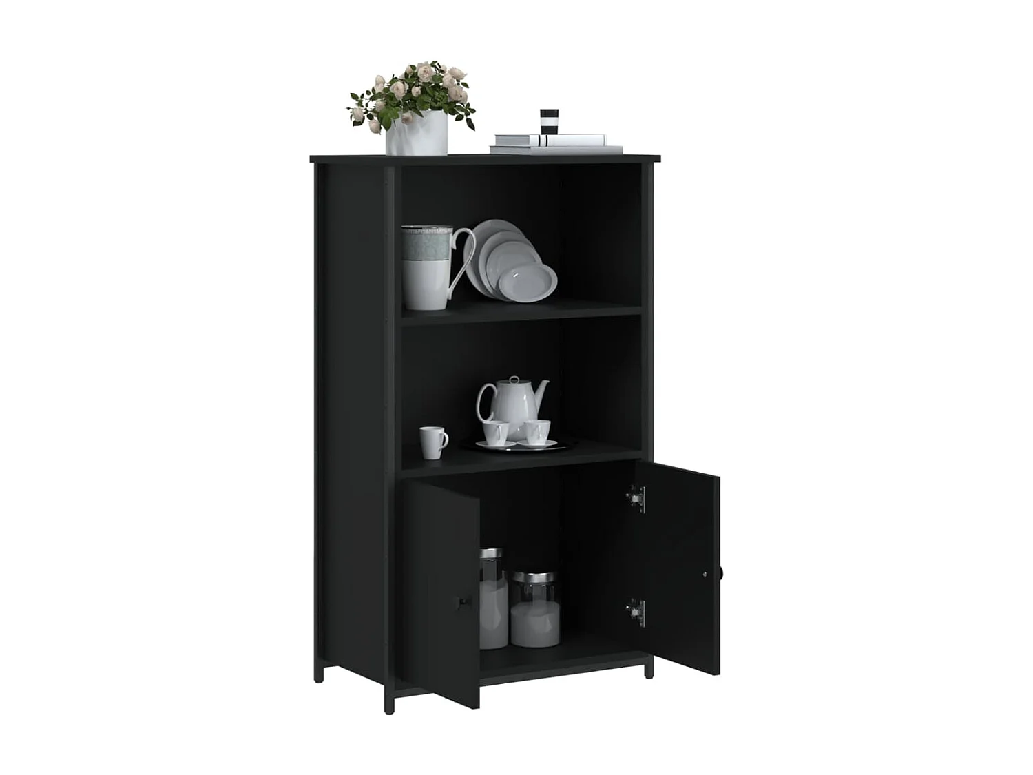 Buffet | Bahut | Meuble de rangement haut noir 62x32x103,5 cm bois d'ingénierie