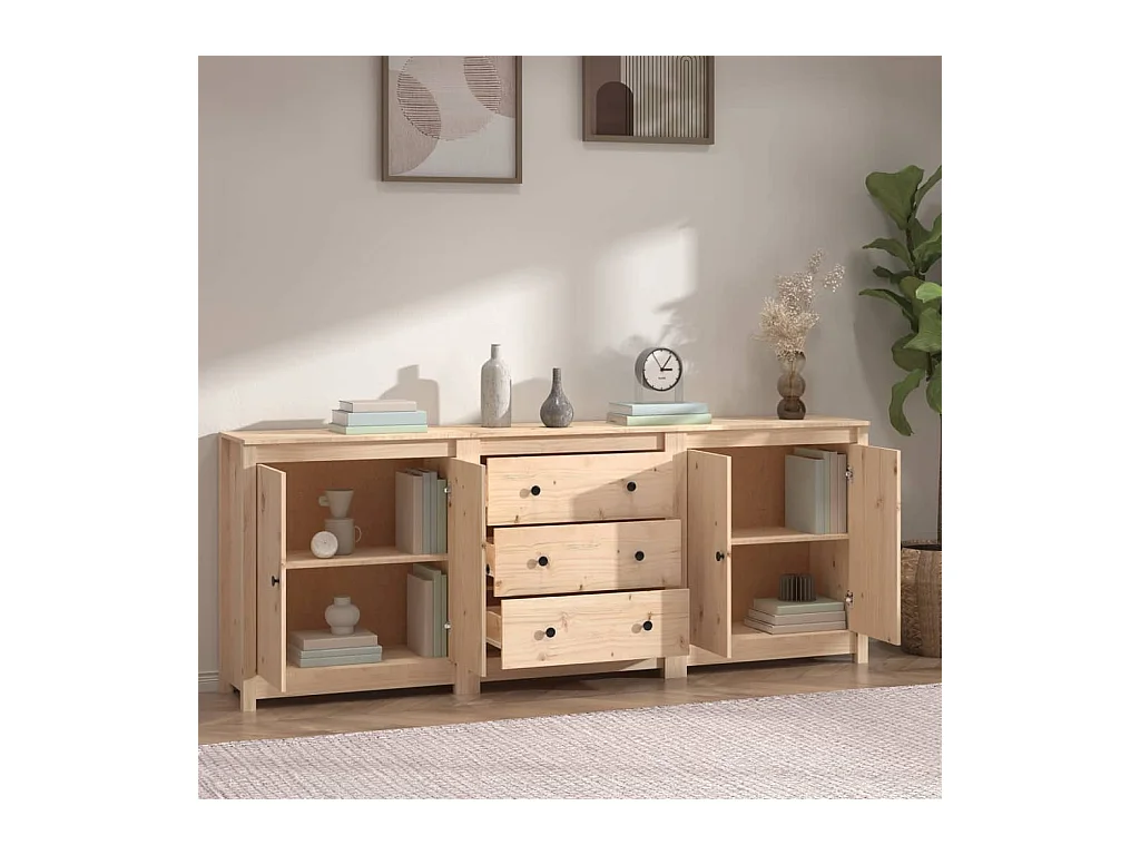 Buffet | Commode à tiroir | Meuble de rangement 210x35x80 cm Bois massif de pin