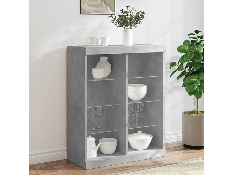 Credenza | Buffet | Armadio con Luci LED Grigio Cemento 81x37x100 cm