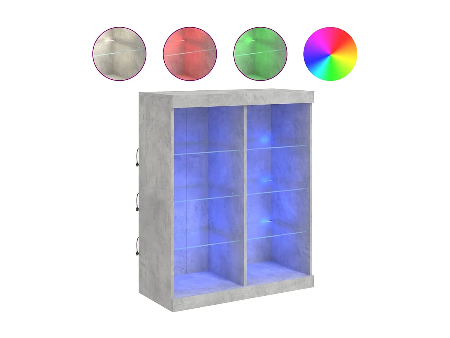 Buffet | Bahut | Meuble de rangement avec lumières LED gris béton 81x37x100 cm