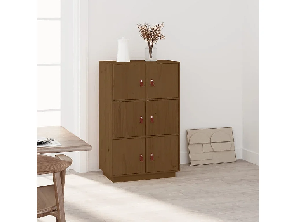 Buffet | Bahut | Meuble de rangement haut Marron miel 67x40x108,5 cm Bois massif de pin