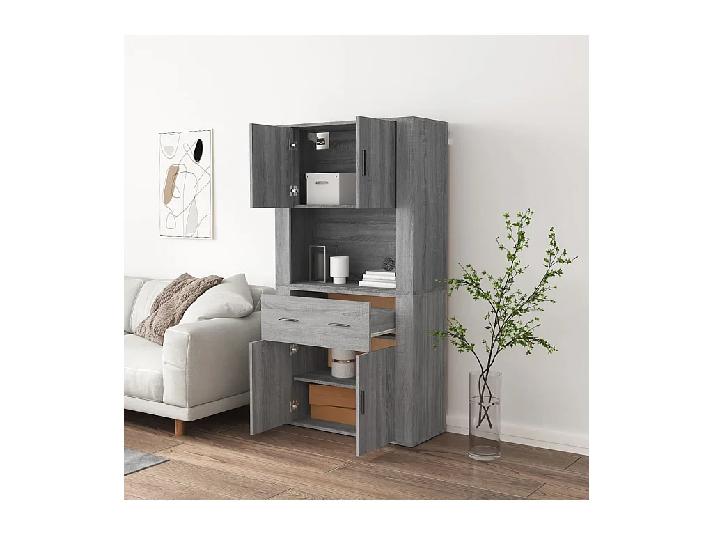 Credenza | Buffet | Armadio Grigio Sonoma in Legno Multistrato