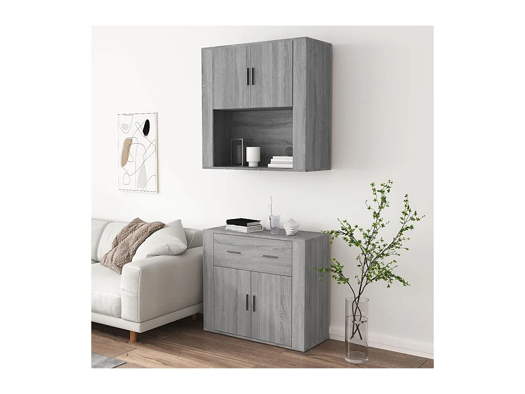 Credenza | Buffet | Armadio Grigio Sonoma in Legno Multistrato