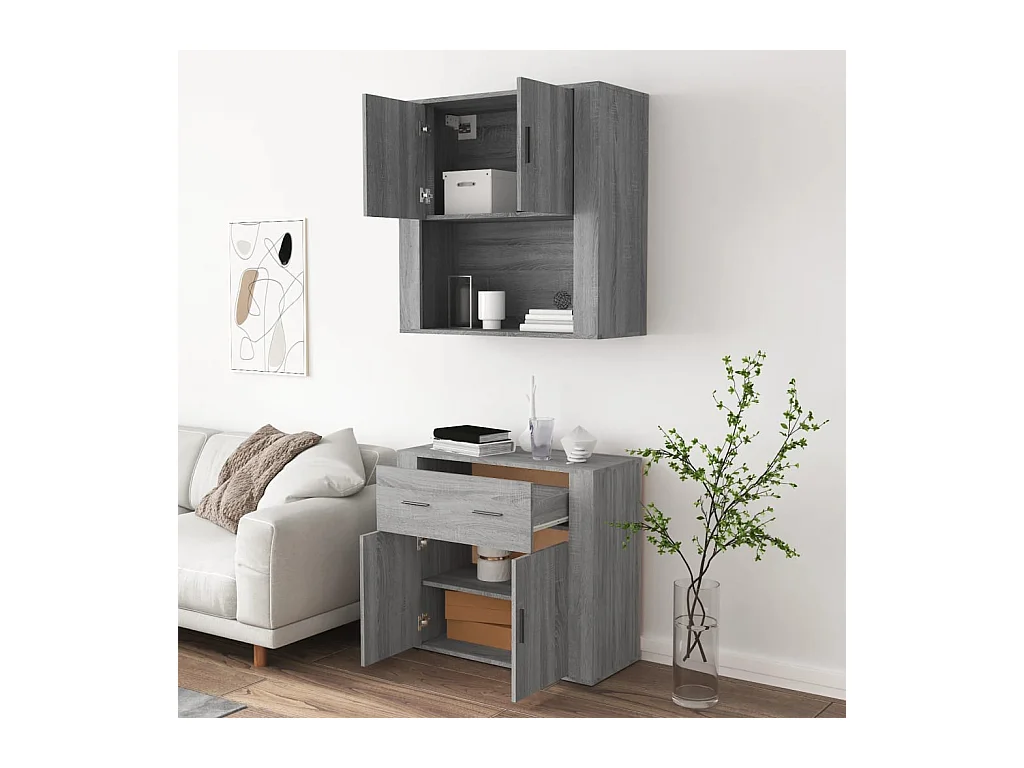 Credenza | Buffet | Armadio Grigio Sonoma in Legno Multistrato