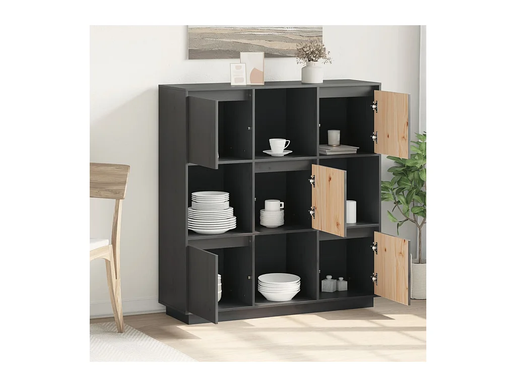 Buffet | Bahut | Meuble de rangement Gris 110,5x35x117 cm Bois massif de pin