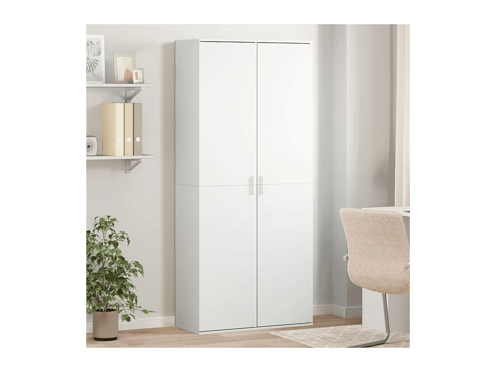 Credenza | Buffet | Armadio Bianca 80x35x180 cm in Legno Multistrato